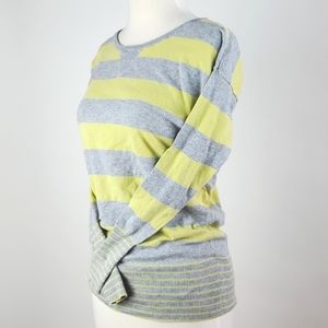 Kaisely Lime Green and Heather Grey Striped Knit Sweater Size XS